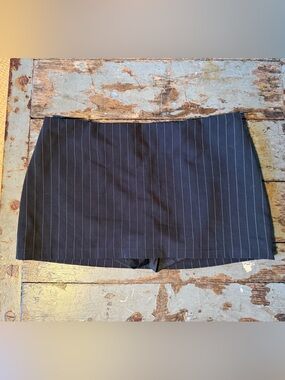 Fierce Edikted Black Pinstripe Skirt with Mini Shorts